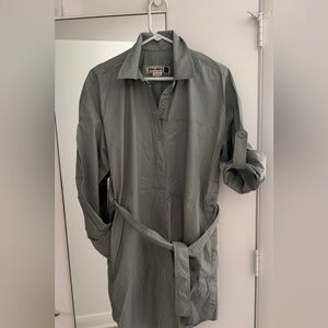 Zara SRPLS Stylish sage Button-Up Shirt dress
